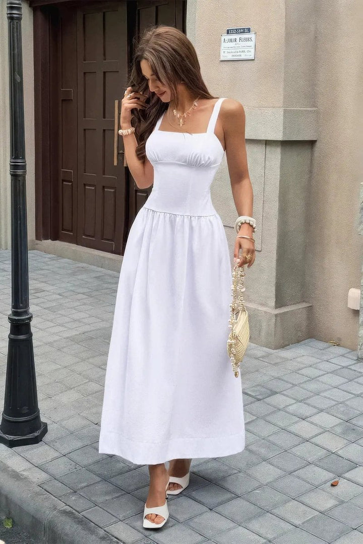 Women's Fall Wedding Guest Dress Square Neck A-Line Maxi