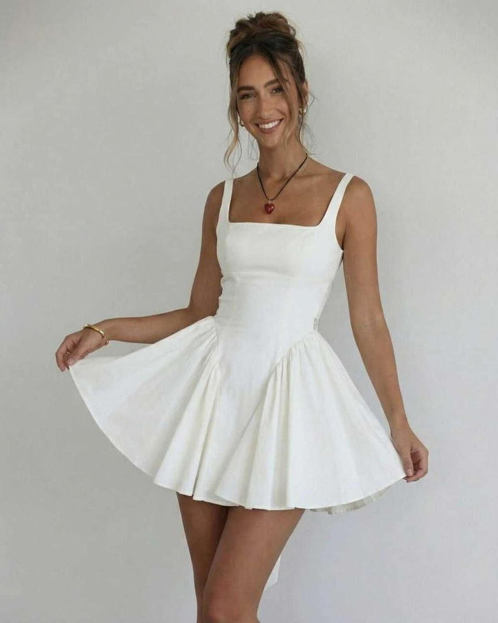 Women's Fall Wedding Guest Dress Square-Neck A-Line Mini