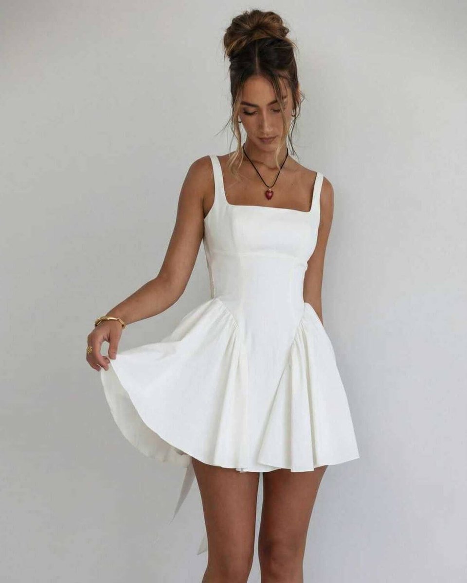 Women's Fall Wedding Guest Dress Square-Neck A-Line Mini