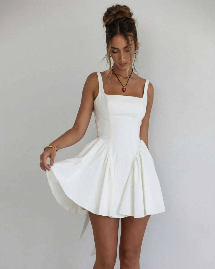 Women's Fall Wedding Guest Dress Square-Neck A-Line Mini