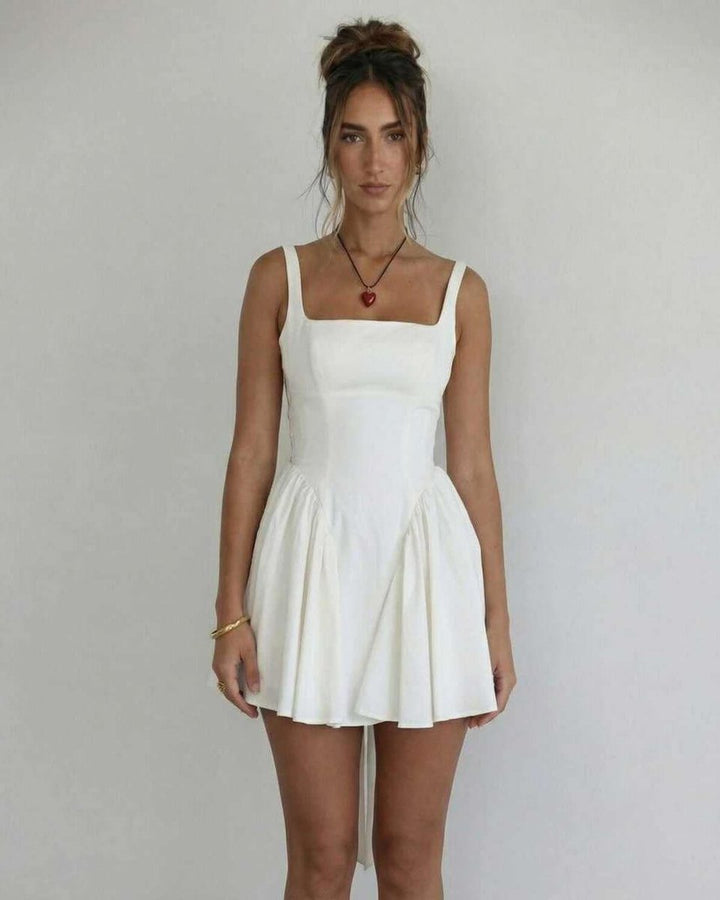 Women's Fall Wedding Guest Dress Square-Neck A-Line Mini