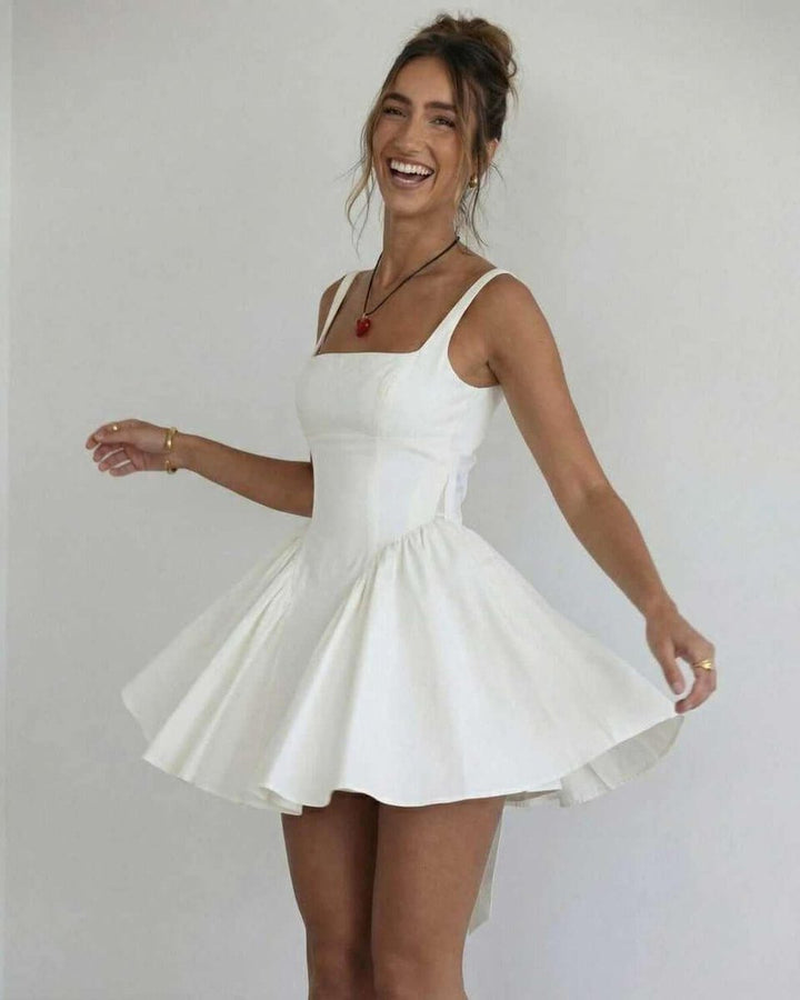 Women's Fall Wedding Guest Dress Square-Neck A-Line Mini