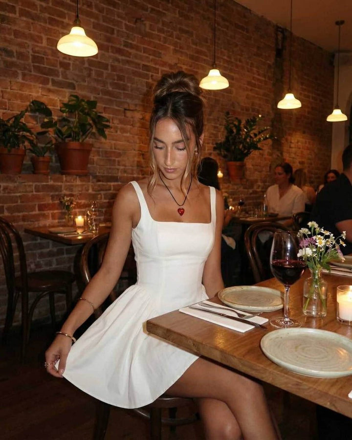 Women's Fall Wedding Guest Dress Square-Neck A-Line Mini