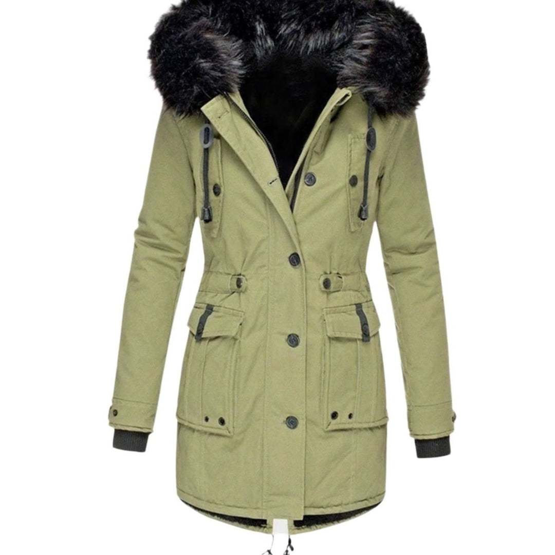 Women's Faux Fur Hooded Insulated Winter Parka Coat - Green