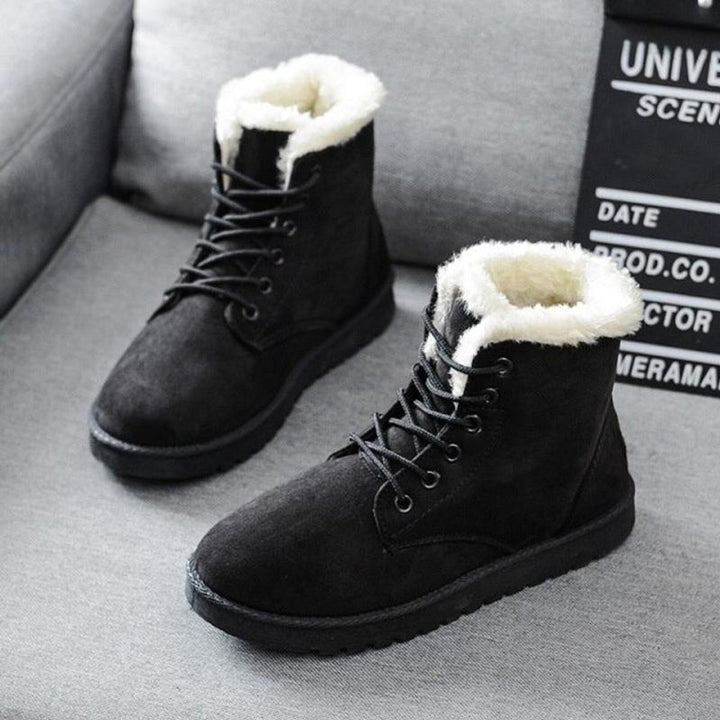 Women's Faux-Fur Lined Lace-Up Suede Ankle Boots