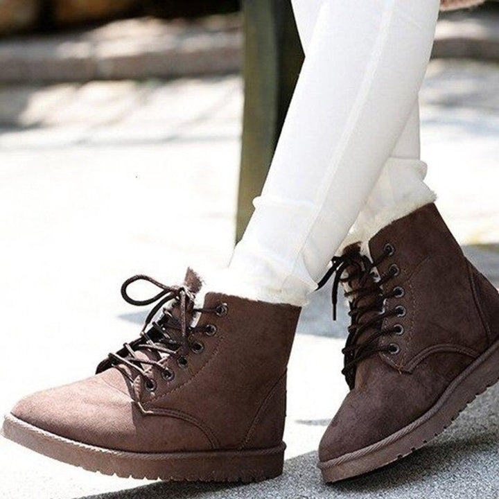 Women's Faux-Fur Lined Lace-Up Suede Ankle Boots