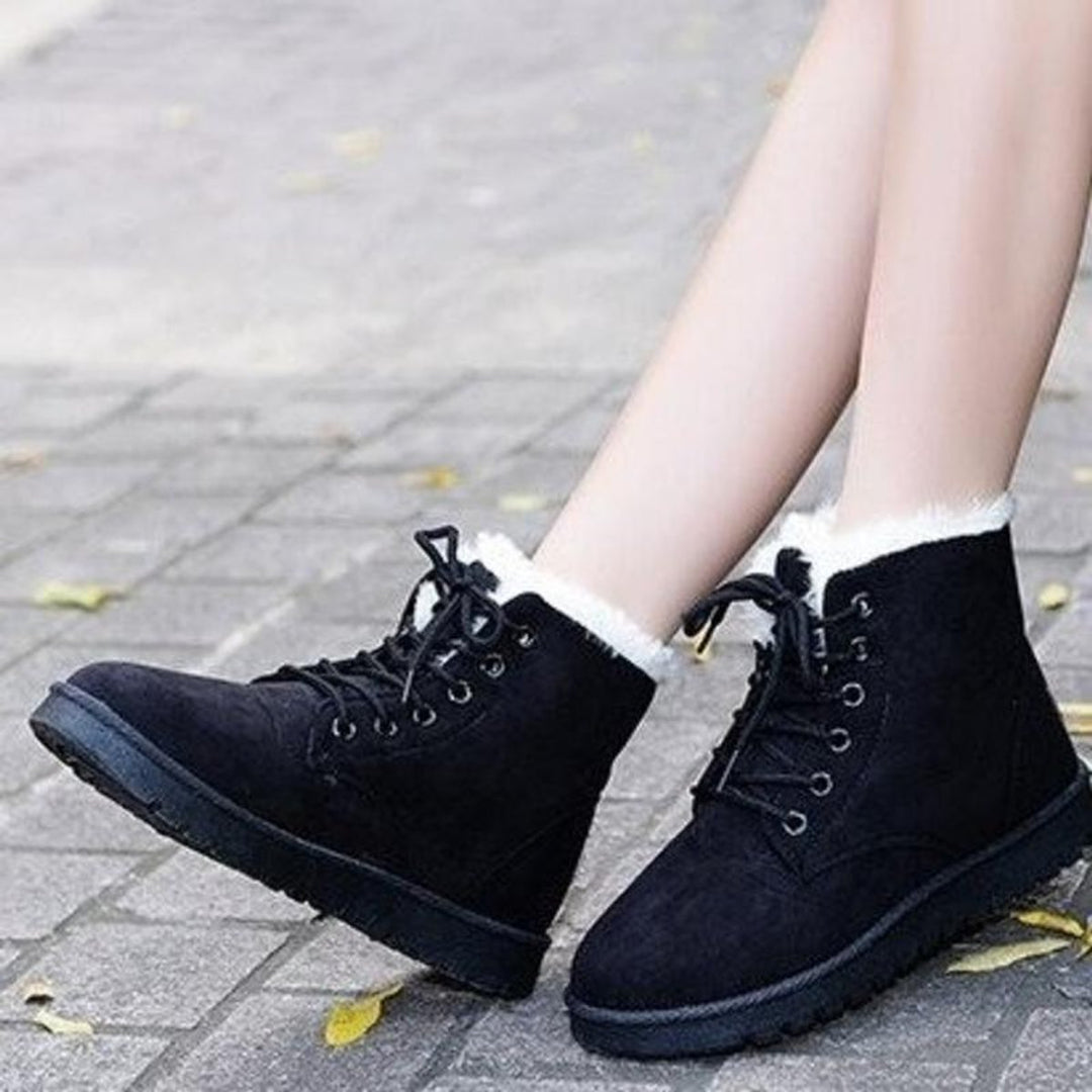 Women's Faux-Fur Lined Lace-Up Suede Ankle Boots