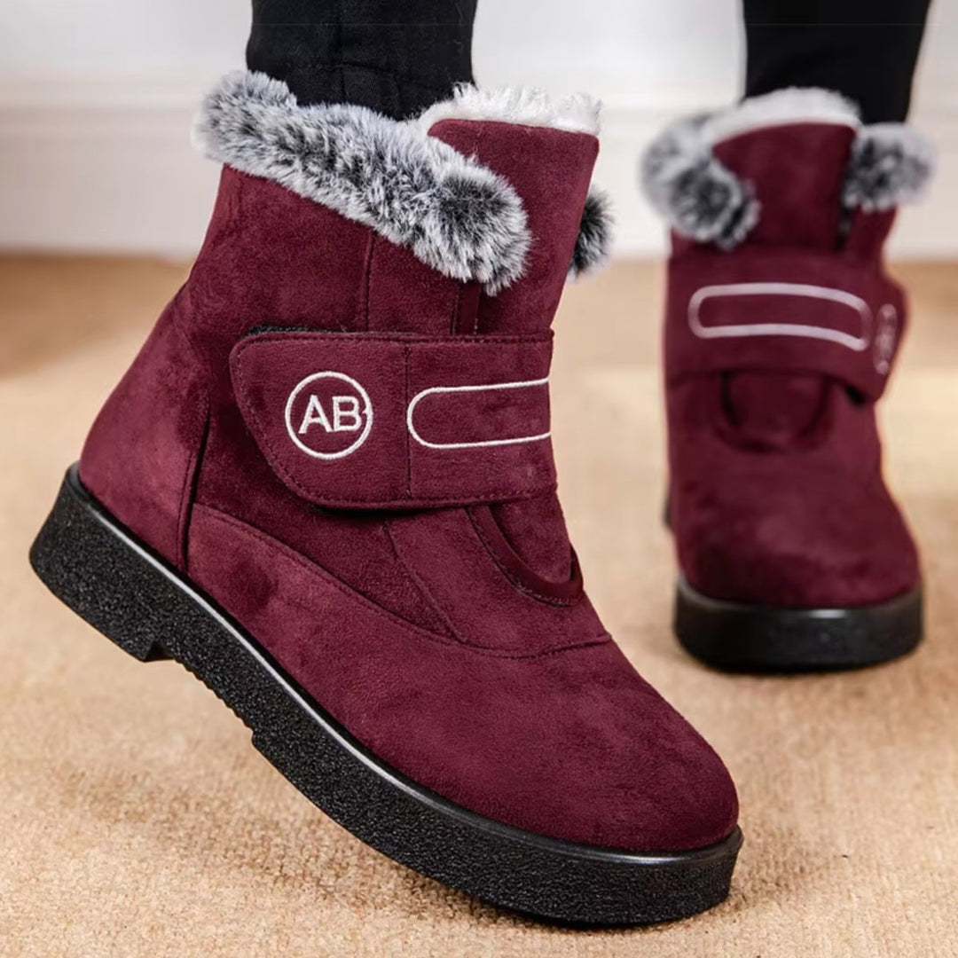 Women's Faux-Fur Lined Suede Velcro Ankle Boots