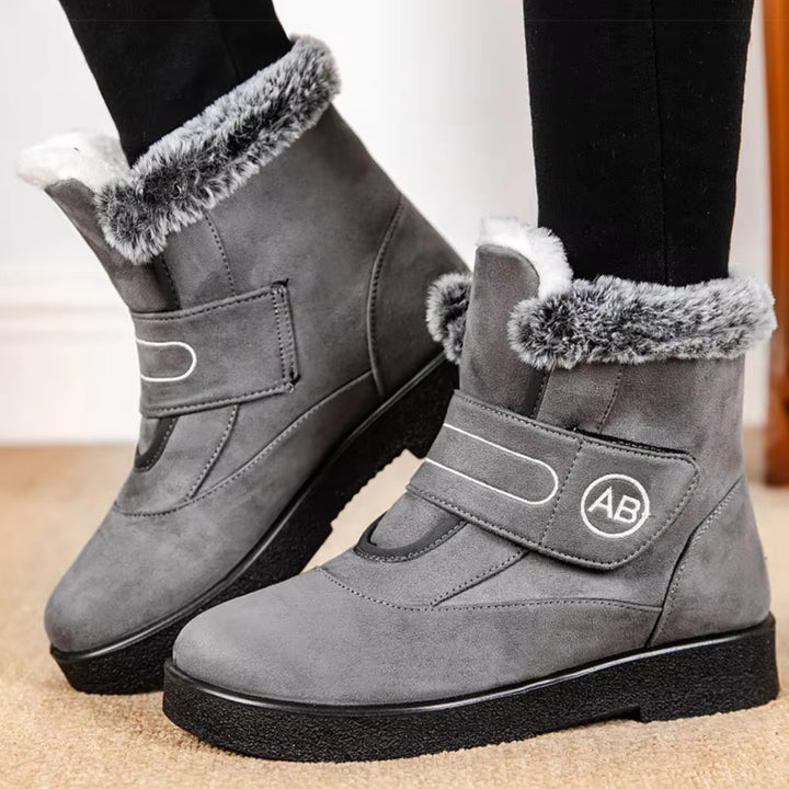 Women's Faux-Fur Lined Suede Velcro Ankle Boots