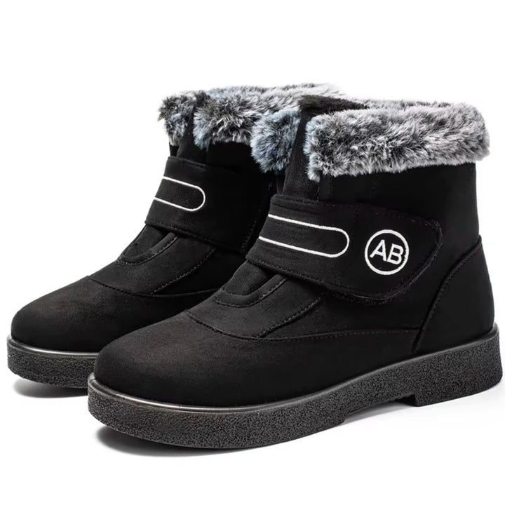 Women's Faux-Fur Lined Suede Velcro Ankle Boots