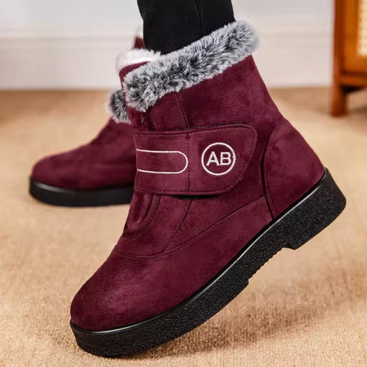 Women's Faux-Fur Lined Suede Velcro Ankle Boots