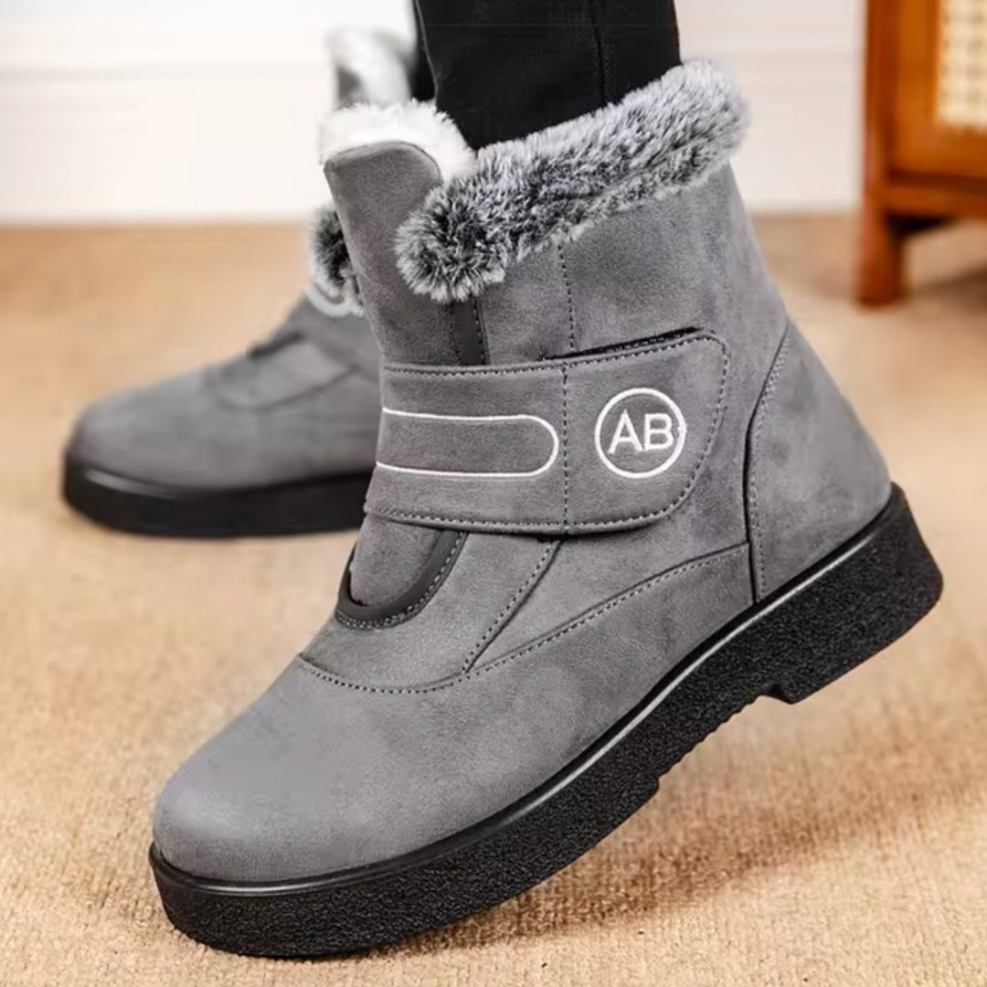 Women's Faux-Fur Lined Suede Velcro Ankle Boots