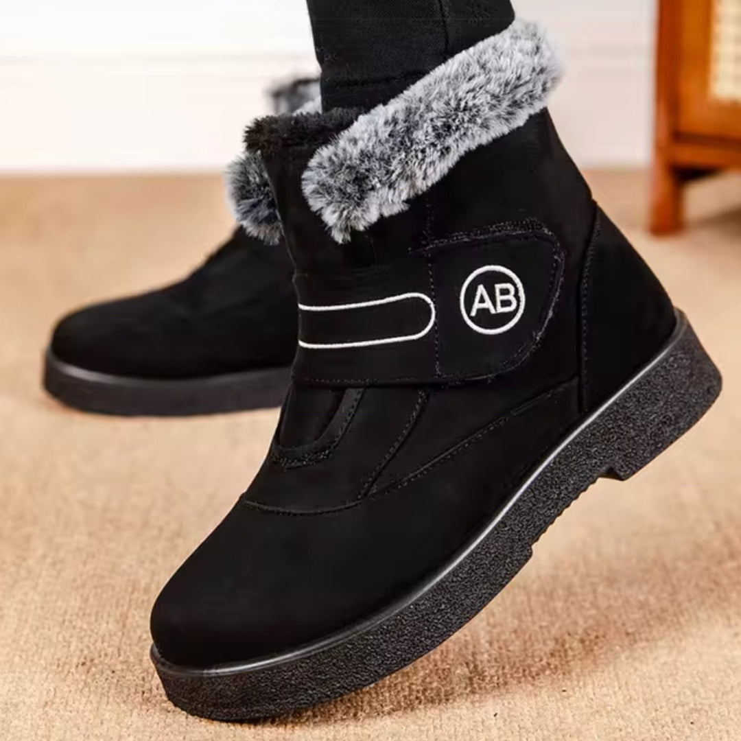 Women's Faux-Fur Lined Suede Velcro Ankle Boots