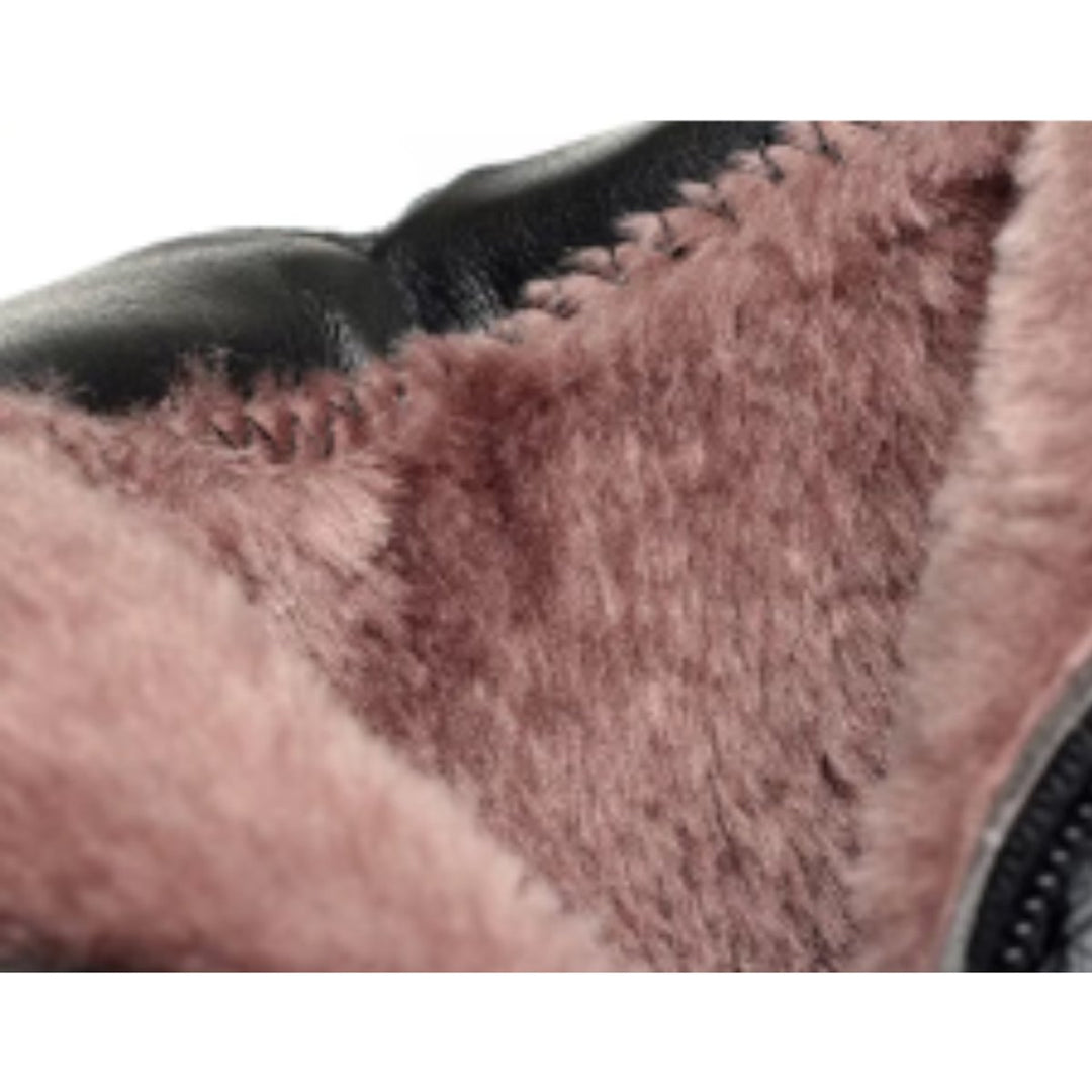 Women's Faux Leather Block-Heel Fleece-Lined Ankle Boots