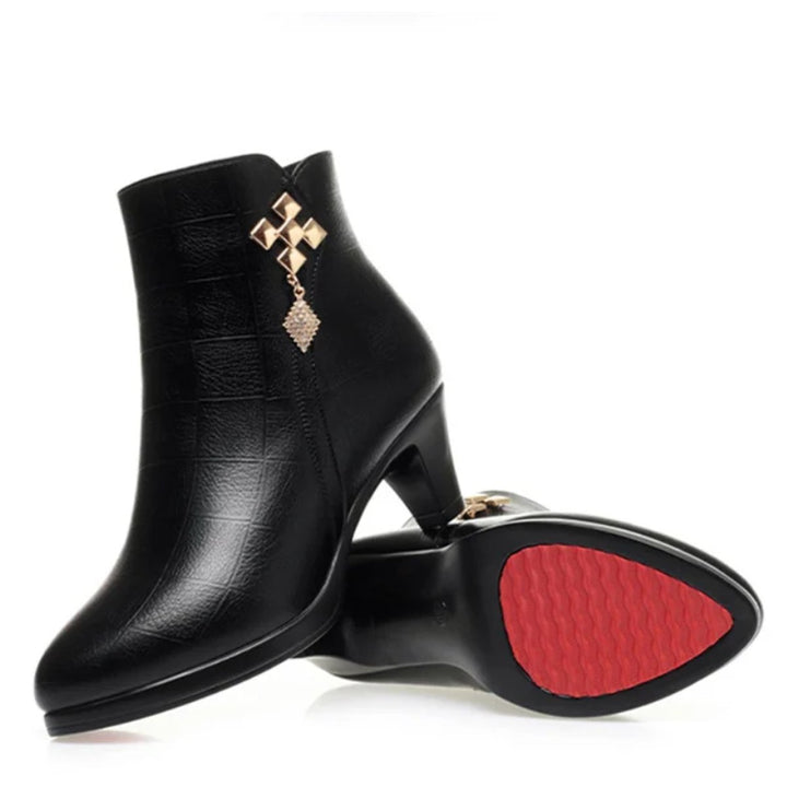Women's Faux Leather Block-Heel Fleece-Lined Ankle Boots