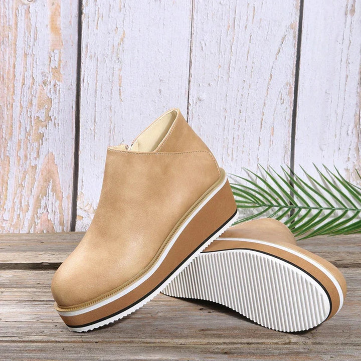 Women's Faux Leather Platform Zipper Ankle Boots