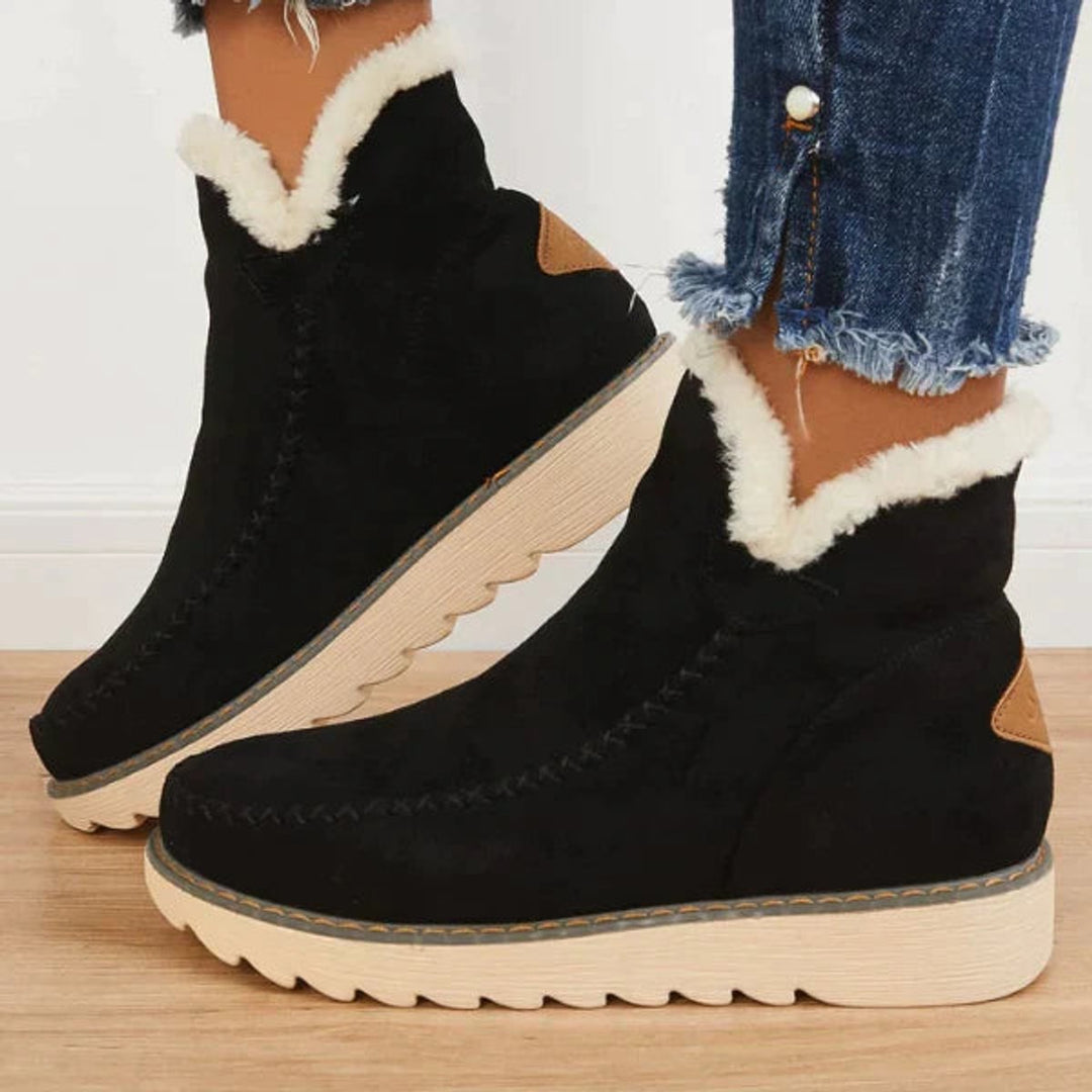 Women's Faux-Suede Fleece-Lined Slip-On Ankle Boots