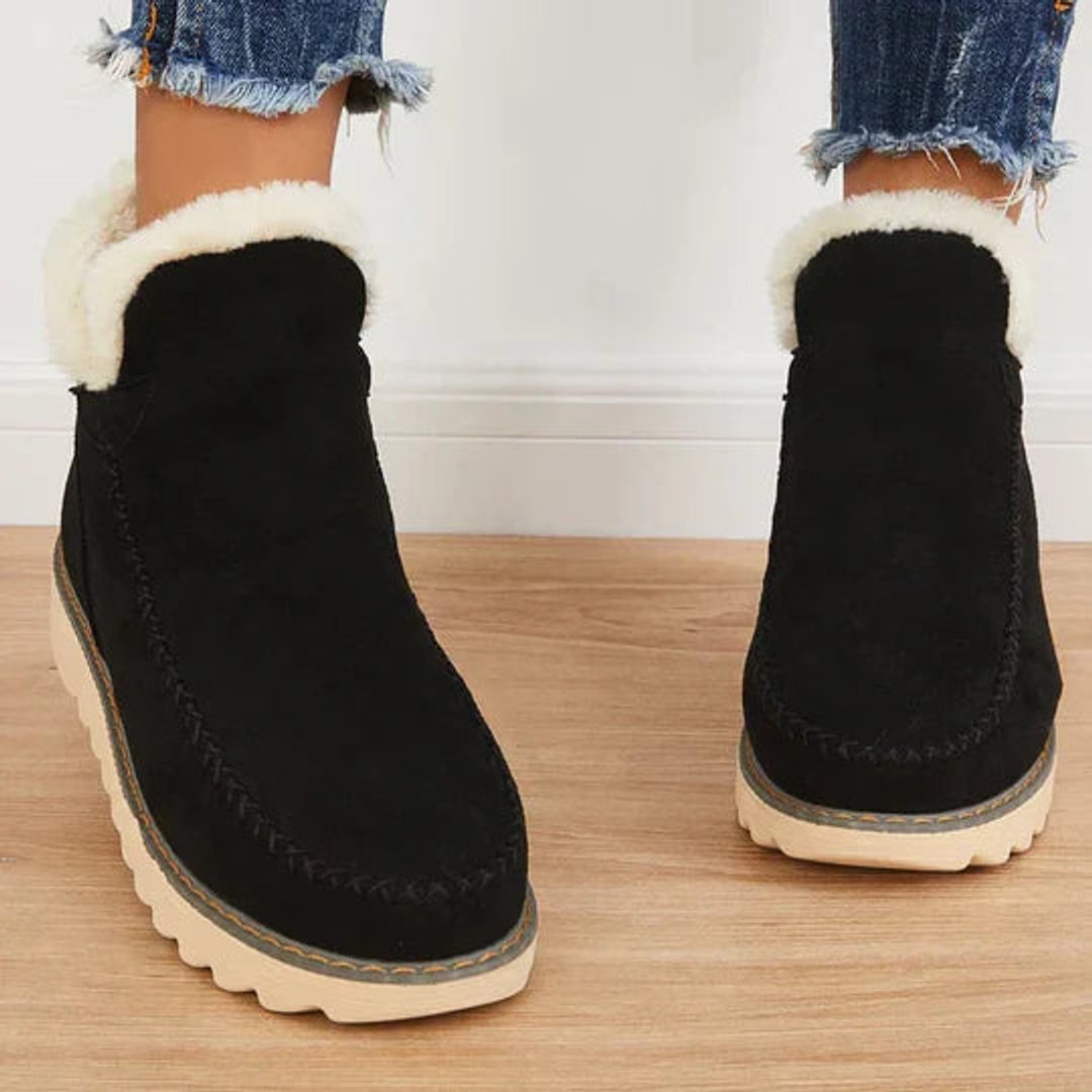 Women's Faux-Suede Fleece-Lined Slip-On Ankle Boots