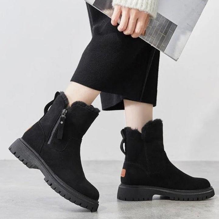 Women's Faux Suede Fur-Lined Side-Zip Ankle Boots