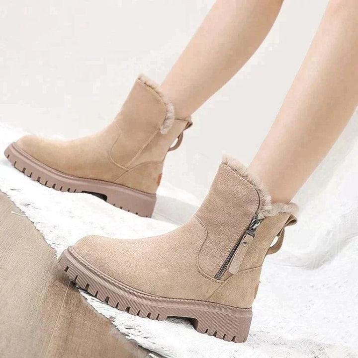 Women's Faux Suede Fur-Lined Side-Zip Ankle Boots