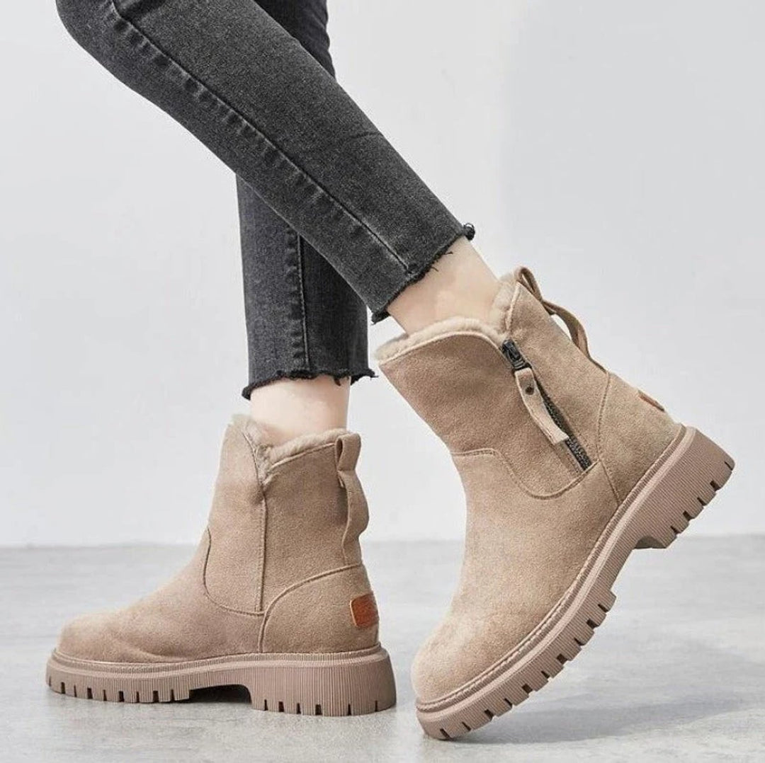 Women's Faux Suede Fur-Lined Side-Zip Ankle Boots