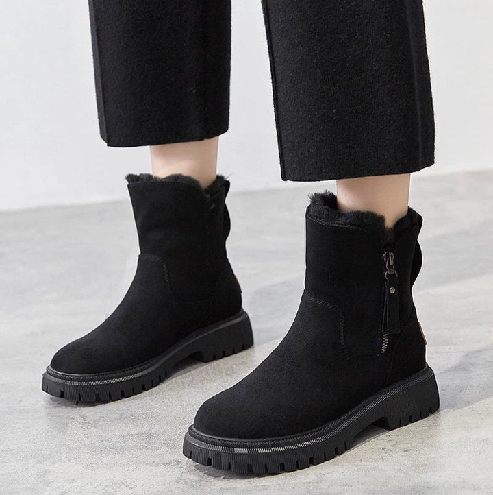 Women's Faux Suede Fur-Lined Side-Zip Ankle Boots