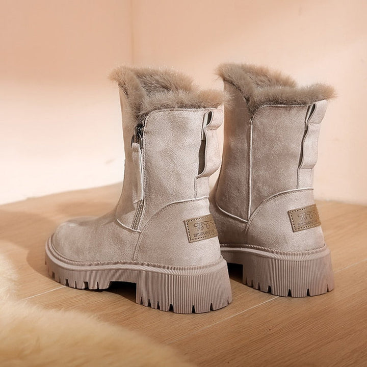 Women's Faux-Suede Fur-Trim Side-Zip Winter Ankle Boots