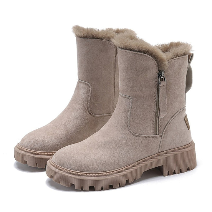 Women's Faux-Suede Fur-Trim Side-Zip Winter Ankle Boots