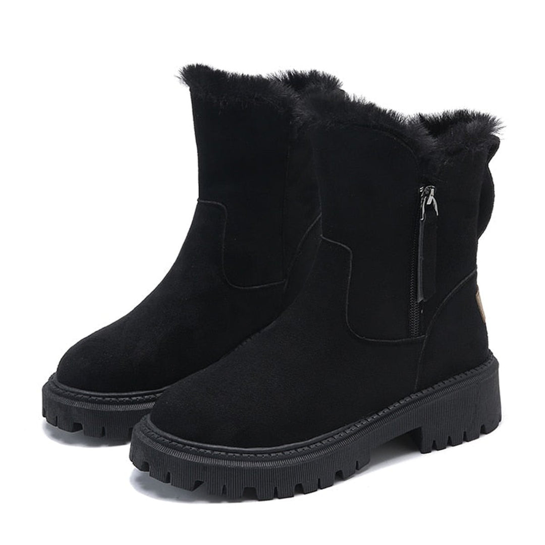 Women's Faux-Suede Fur-Trim Side-Zip Winter Ankle Boots