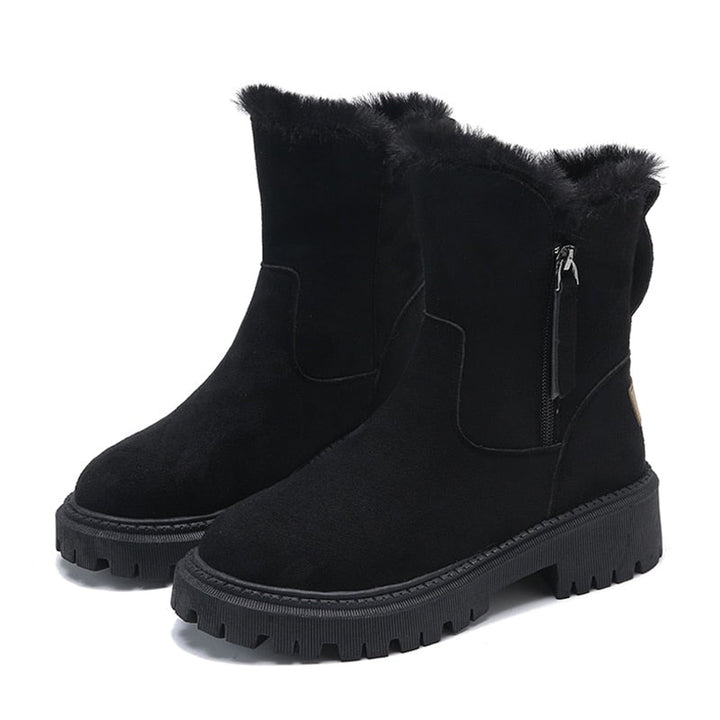 Women's Faux-Suede Fur-Trim Side-Zip Winter Ankle Boots