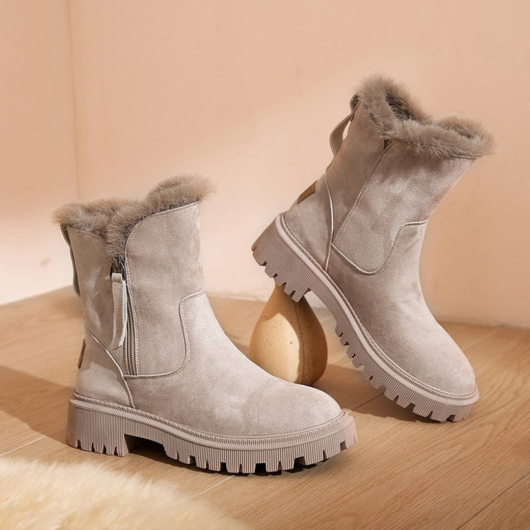 Women's Faux-Suede Fur-Trim Side-Zip Winter Ankle Boots