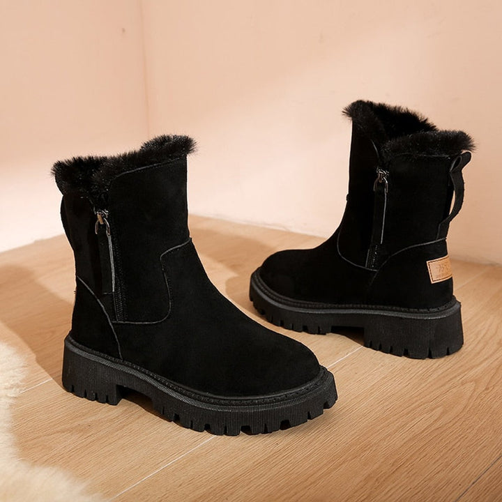 Women's Faux-Suede Fur-Trim Side-Zip Winter Ankle Boots