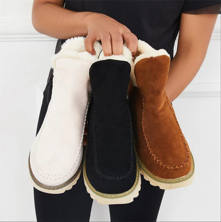 Women's Faux Suede Sherpa-Lined Slip-On Ankle Boots