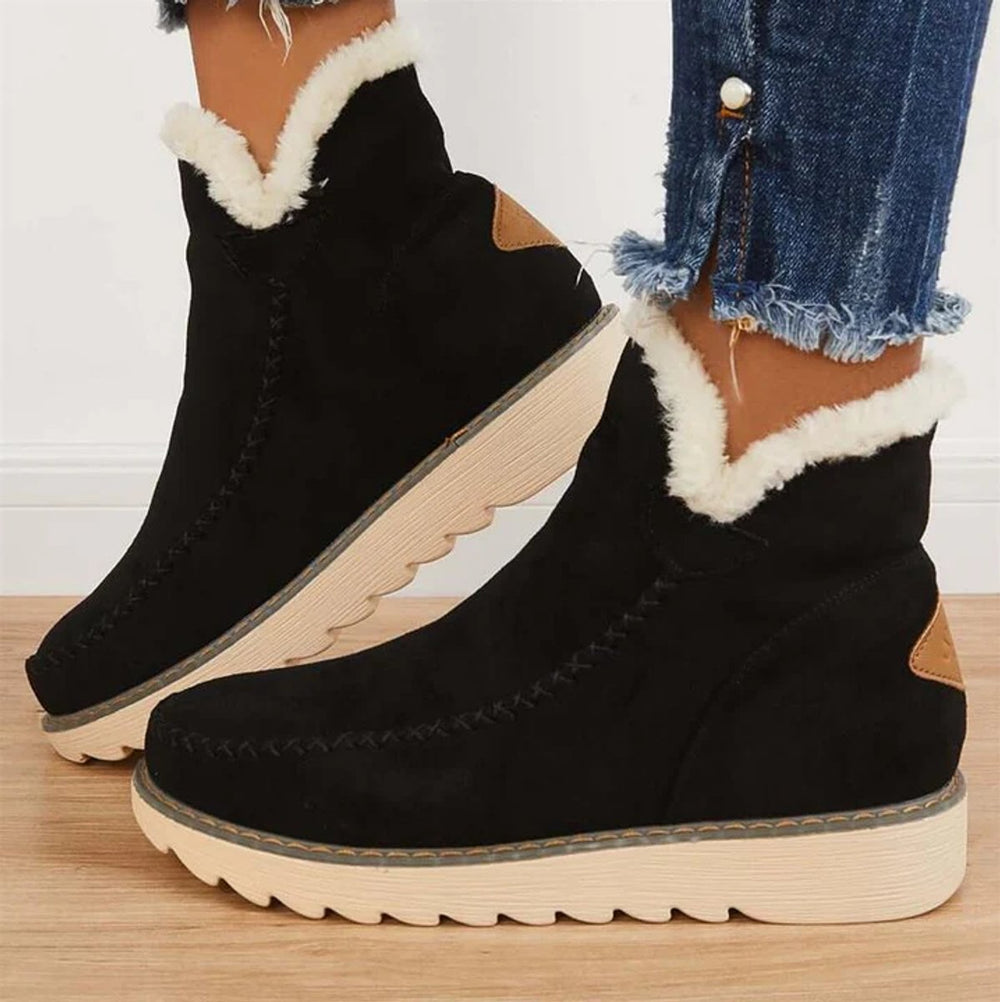 Women's Faux Suede Sherpa-Lined Slip-On Ankle Boots
