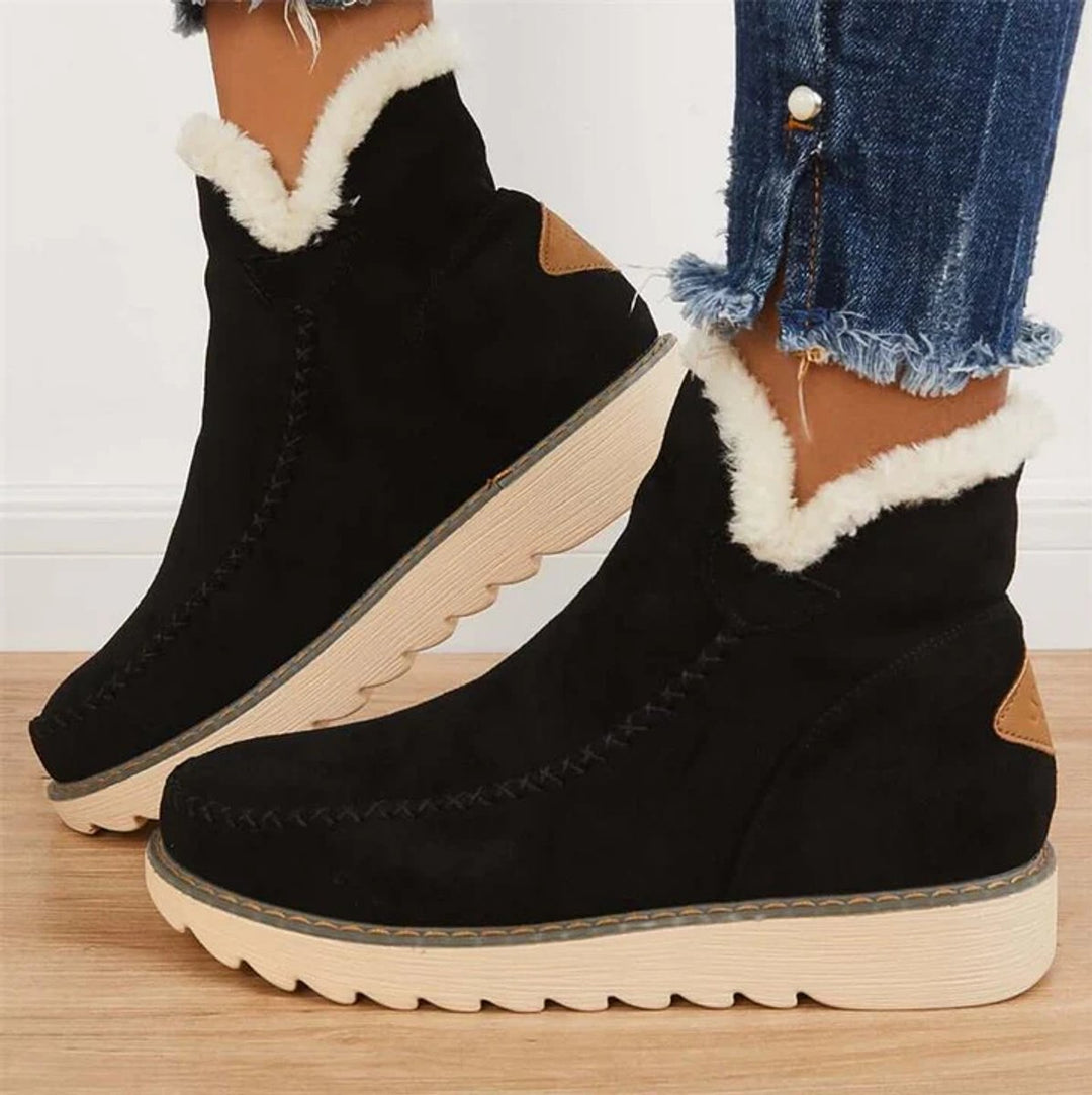 Women's Faux Suede Sherpa-Lined Slip-On Ankle Boots