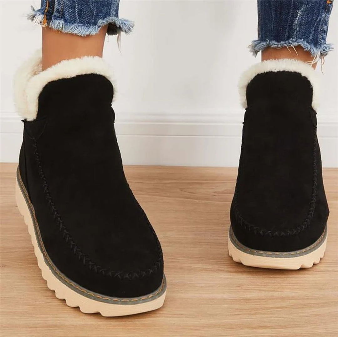 Women's Faux Suede Sherpa-Lined Slip-On Ankle Boots