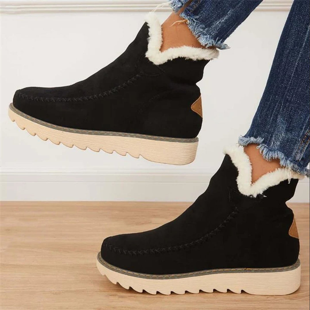 Women's Faux Suede Sherpa-Lined Slip-On Ankle Boots