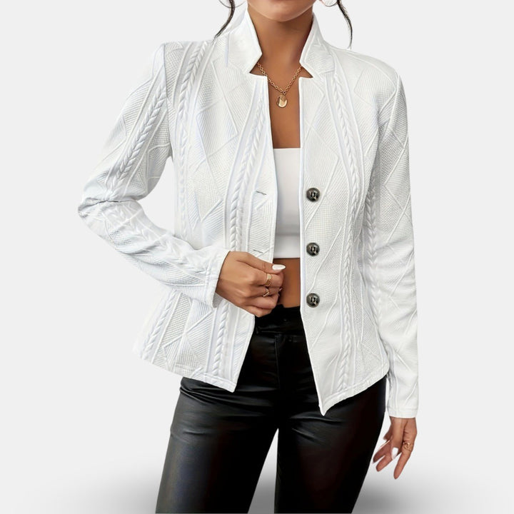 Women's Fitted Button-Front Textured Knit Cardigan