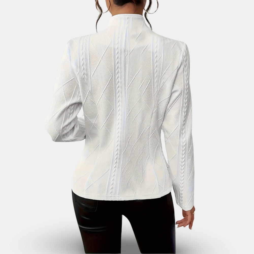 Women's Fitted Button-Front Textured Knit Cardigan