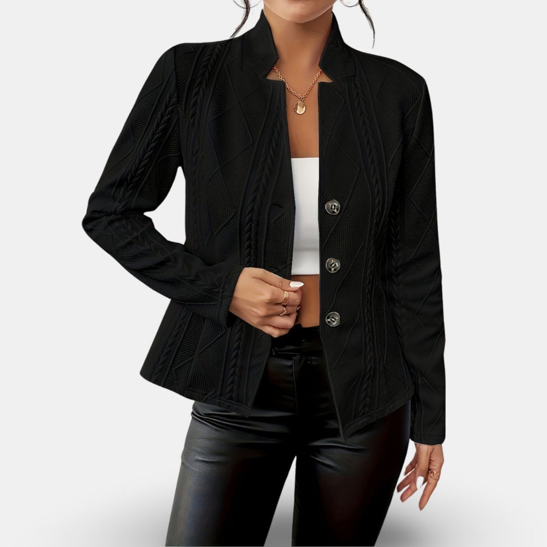 Women's Fitted Button-Front Textured Knit Cardigan