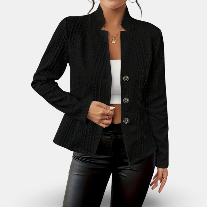 Women's Fitted Button-Front Textured Knit Cardigan