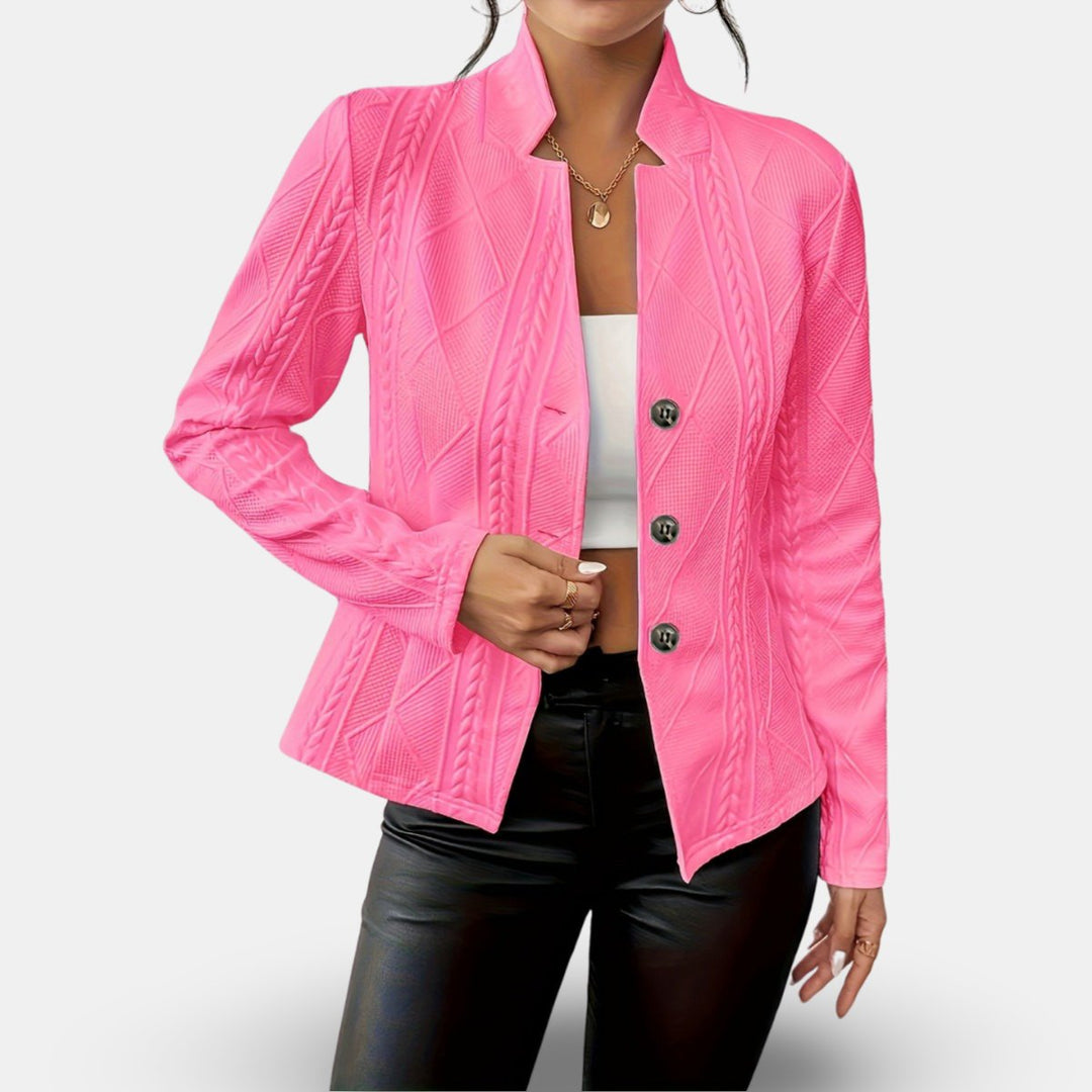 Women's Fitted Button-Front Textured Knit Cardigan