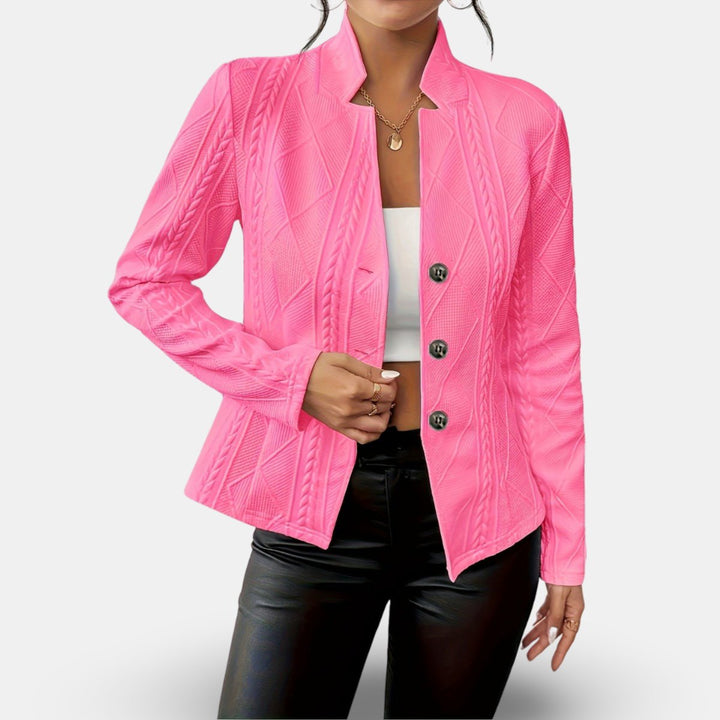 Women's Fitted Button-Front Textured Knit Cardigan