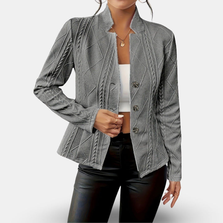 Women's Fitted Button-Front Textured Knit Cardigan
