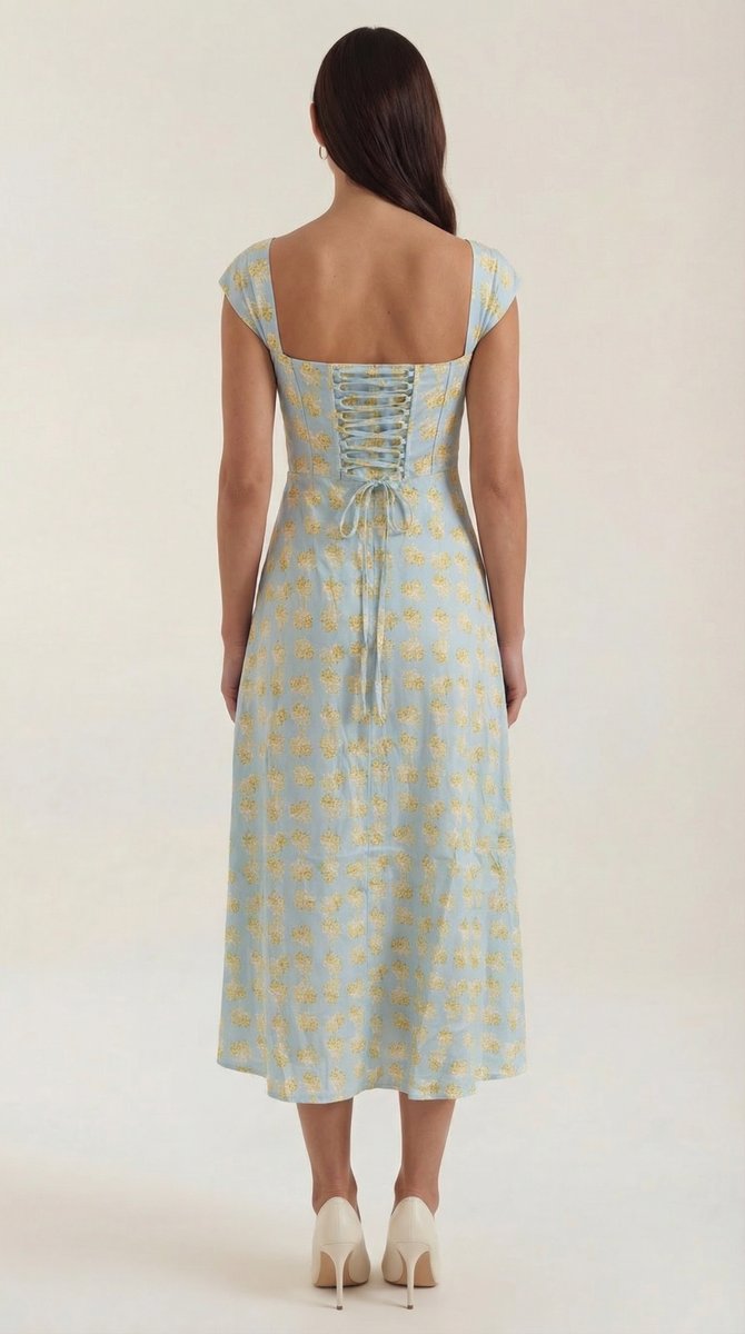 Women's Floral A-Line Sleeveless Midi Formal Dress