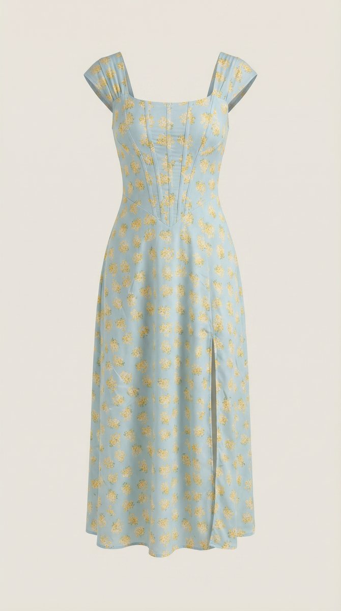 Women's Floral A-Line Sleeveless Midi Formal Dress