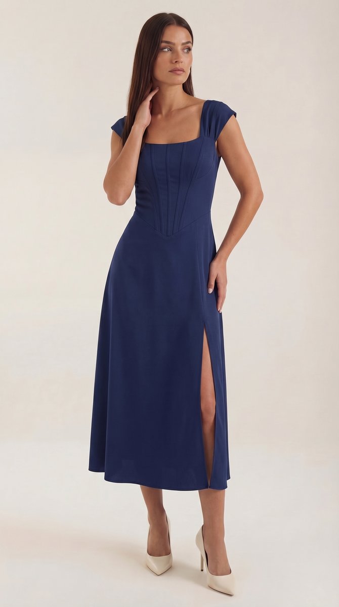 Women's Floral A-Line Sleeveless Midi Formal Dress