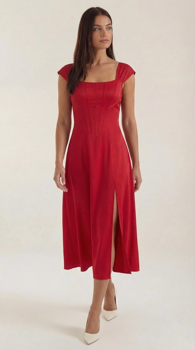 Women's Floral A-Line Sleeveless Midi Formal Dress