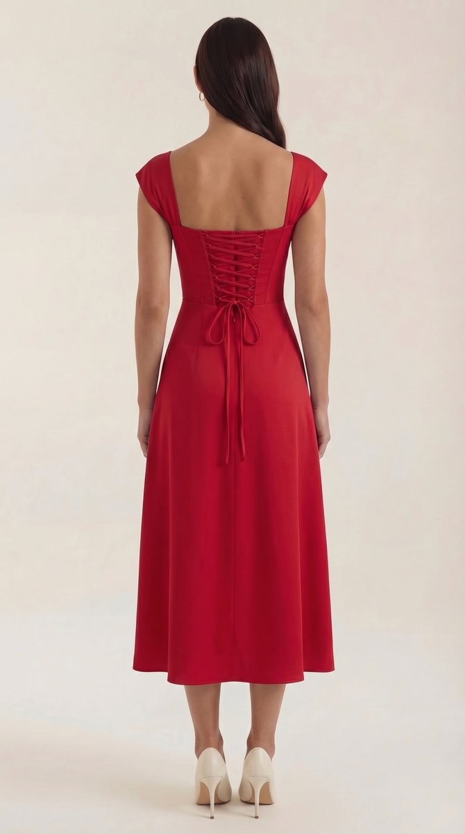 Women's Floral A-Line Sleeveless Midi Formal Dress