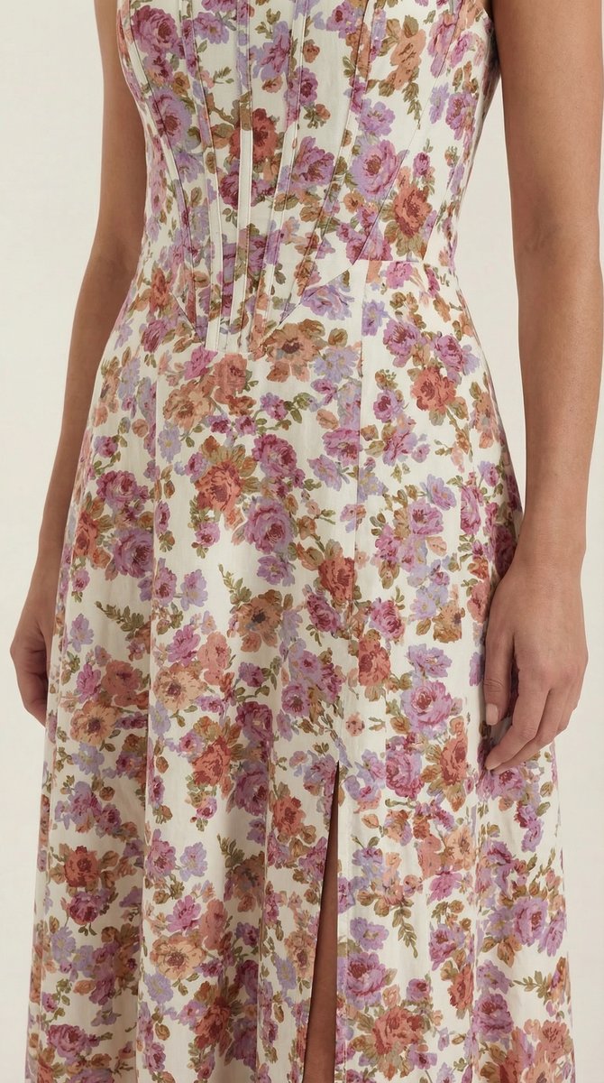 Women's Floral A-Line Sleeveless Midi Formal Dress